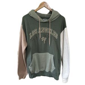 Eighty Eight Brand Embroidered Los Angeles California Color Block Hoodie L